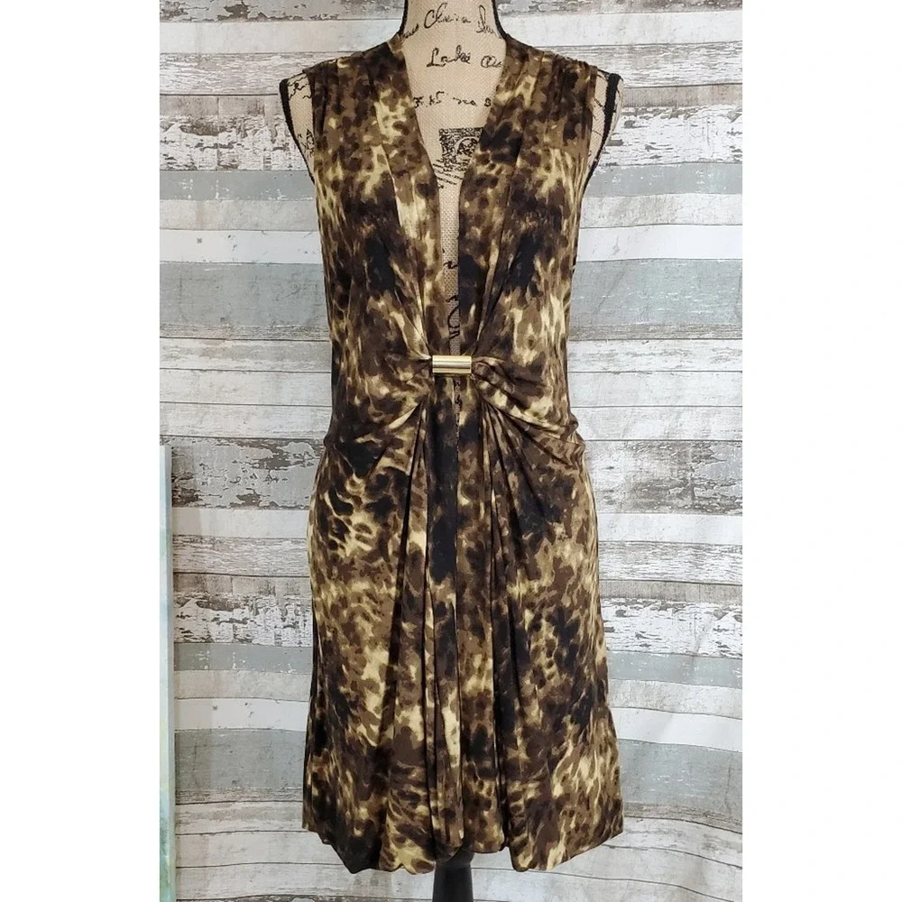 ADRIENNE VITTADINI Women's Regular Sleeveless Duster Animal Print Size Large